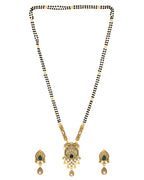 Jewels Nest Antique Gold-Plated Green Stone Mangalsutra Set For Women