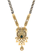 Jewels Nest Antique Gold-Plated Green Stone Mangalsutra Set For Women