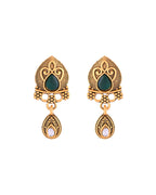 Jewels Nest Antique Gold-Plated Green Stone Mangalsutra Set For Women