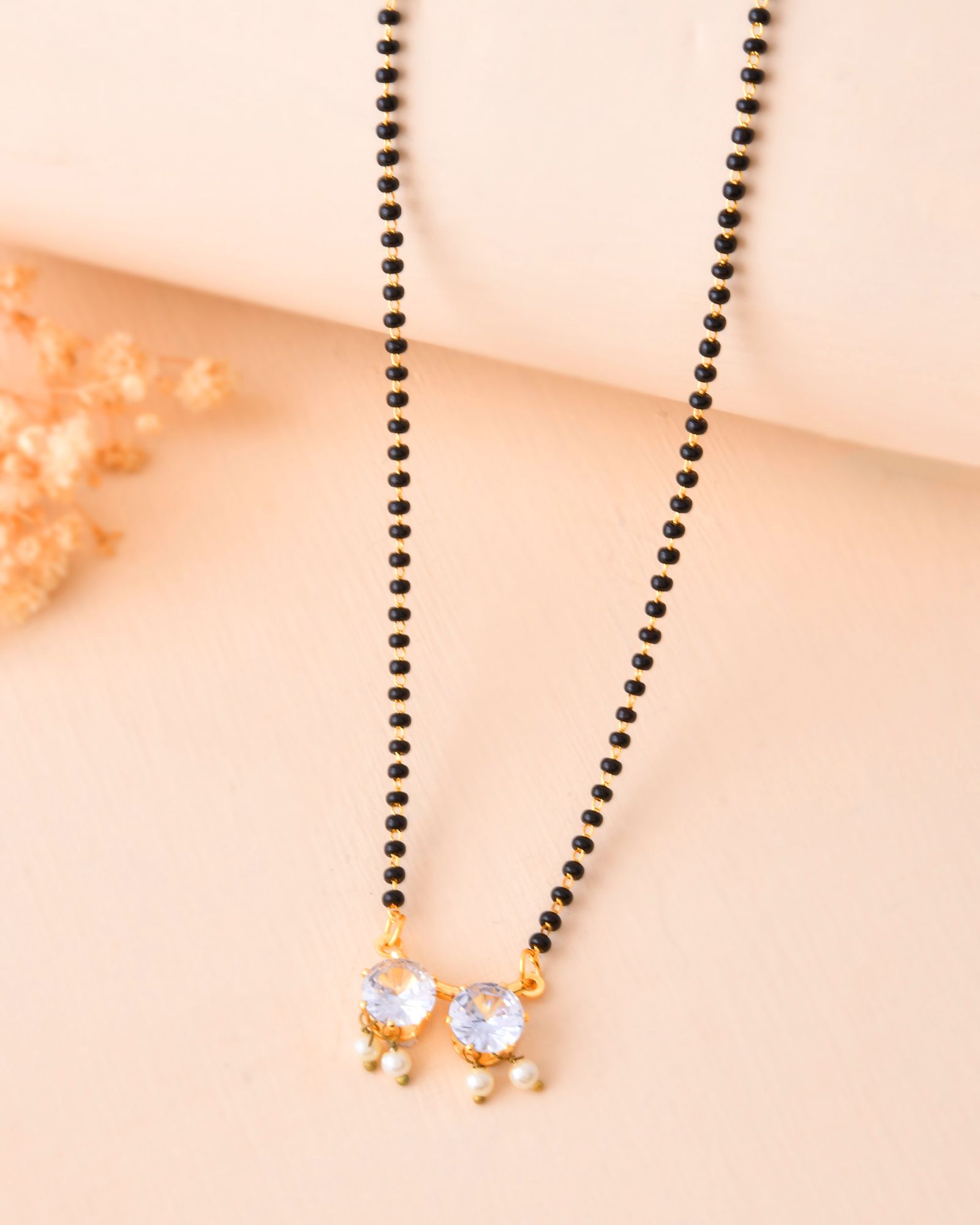 Jewels Nest Minimal Gold-Plated White Stone Mangalsutra For Women | Grab2Buy