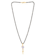 Jewels Nest Classic Gold-Tone White Stone Mangalsutra With Single Drop Tassel Pendant | Grab2Buy