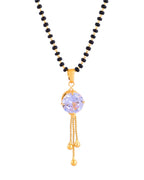 Jewels Nest Classic Gold-Tone White Stone Mangalsutra With Single Drop Tassel Pendant | Grab2Buy