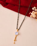Jewels Nest Classic Gold-Tone White Stone Mangalsutra With Single Drop Tassel Pendant | Grab2Buy