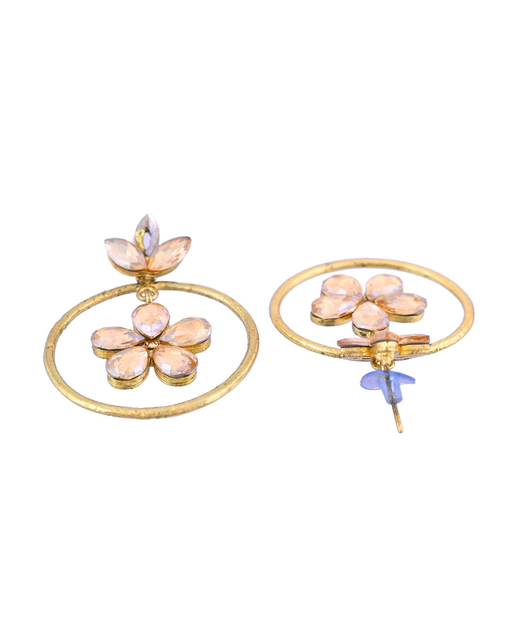 Jewels Nest Gold-Tone Champagne Crystal Floral Hoop Earrings For Women | Grab2Buy