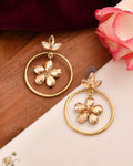 Jewels Nest Gold-Tone Champagne Crystal Floral Hoop Earrings For Women | Grab2Buy