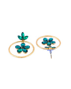 Jewels Nest Gold Tone Emerald Green Crystal Floral Hoop Earrings For Women | Grab2Buy