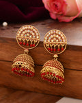 Jewels Nest Gold Plated Kundan Studded Red Bead Jhumka Earrings For Women | Grab2Buy