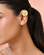 Jewels Nest Gold-Tone Textured Spiral Ear Cuff For Women | Modern Statement Jewellery | Grab2Buy