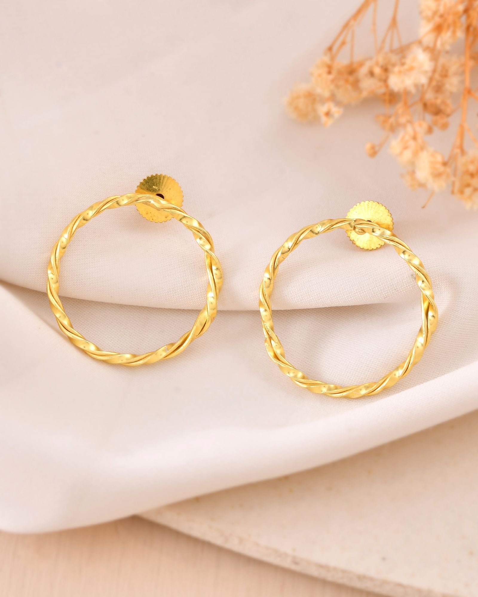 Jewels Nest Gold-Tone Twisted Hoop Earrings For Women | Minimal Everyday Jewellery | Grab2Buy