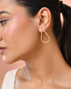 Jewels Nest Gold-Tone Twisted Teardrop Hoop Earrings For Women | Modern Minimal Jewellery | Grab2Buy