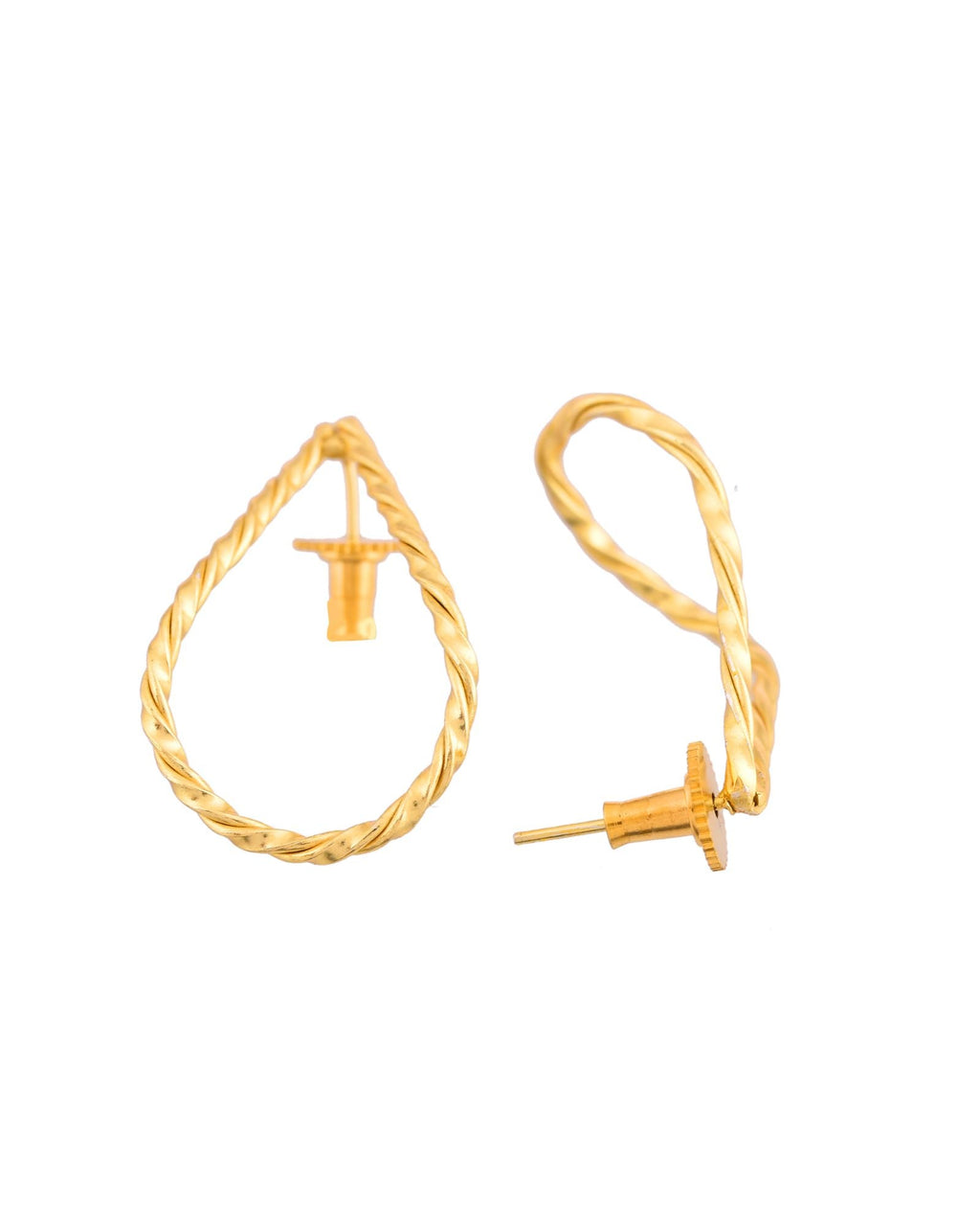 Jewels Nest Gold-Tone Twisted Teardrop Hoop Earrings For Women | Modern Minimal Jewellery | Grab2Buy