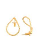 Jewels Nest Gold-Tone Twisted Teardrop Hoop Earrings For Women | Modern Minimal Jewellery | Grab2Buy