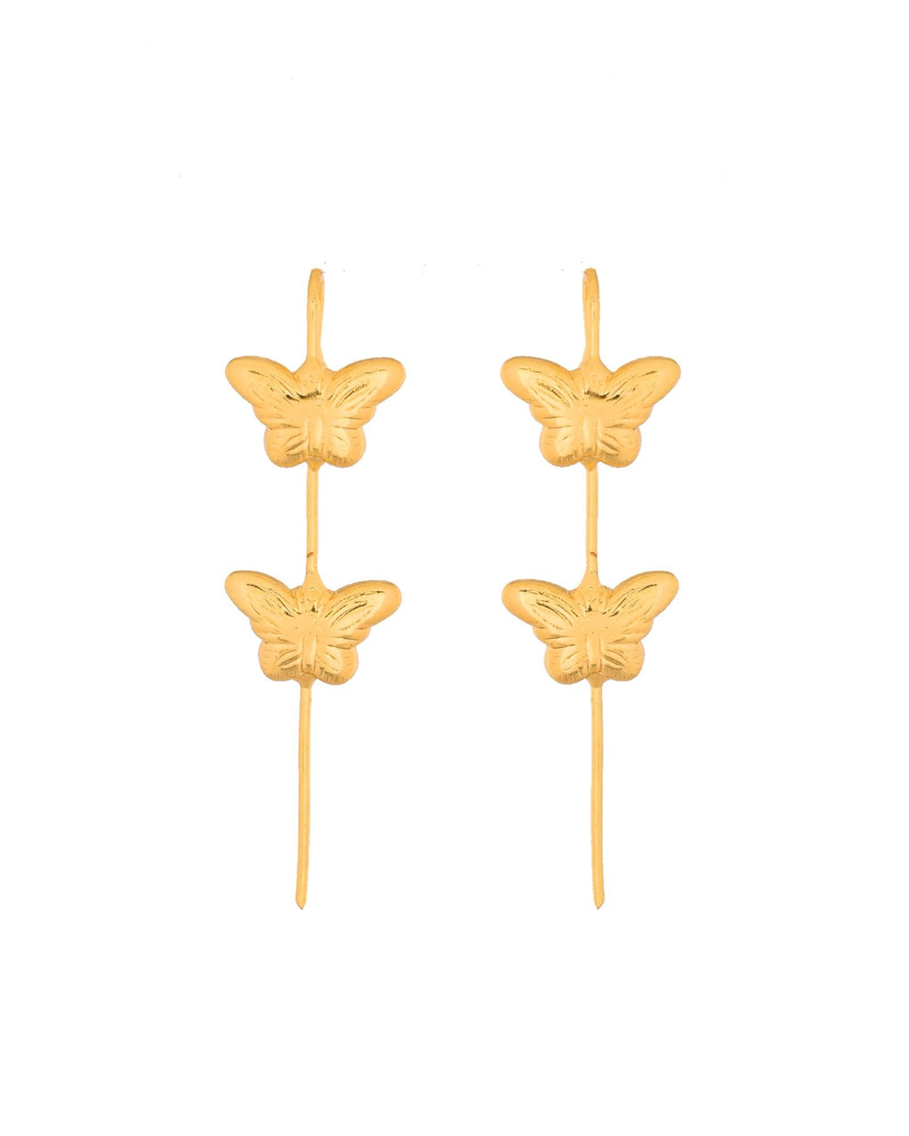 Jewels Nest Gold-Tone Butterfly Motif Linear Drop Earrings For Women | Minimal Elegant Jewellery | Grab2Buy