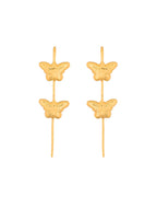Jewels Nest Gold-Tone Butterfly Motif Linear Drop Earrings For Women | Minimal Elegant Jewellery | Grab2Buy
