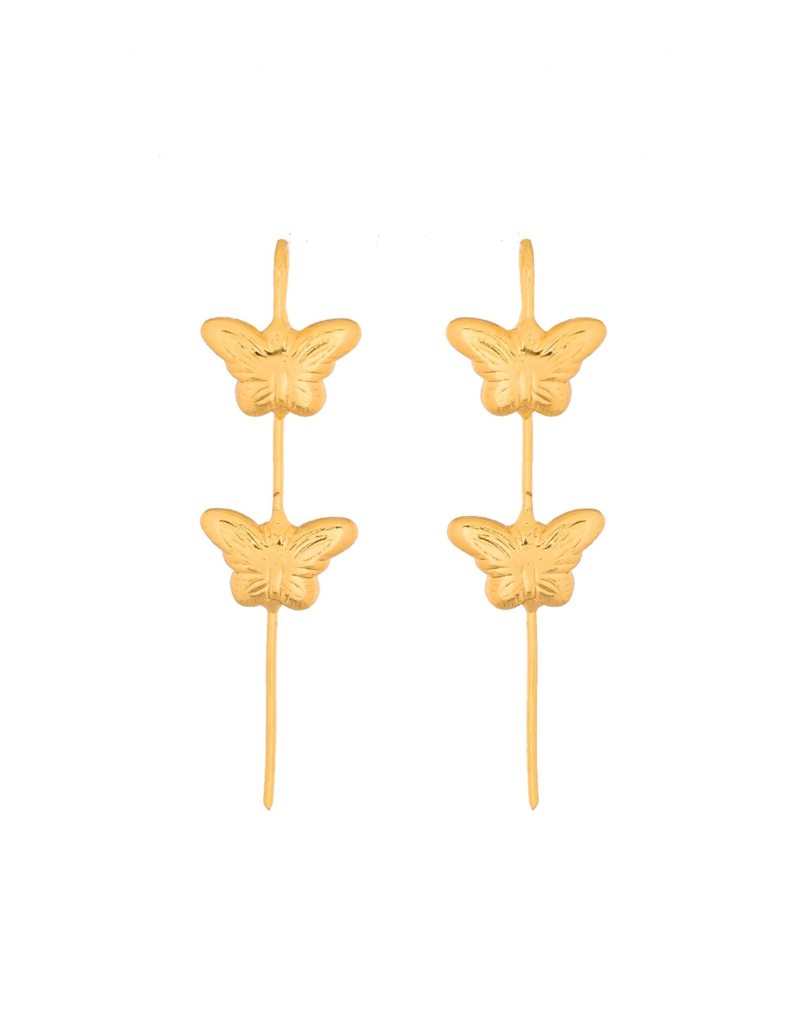 Jewels Nest Gold-Tone Butterfly Motif Linear Drop Earrings For Women | Minimal Elegant Jewellery | Grab2Buy