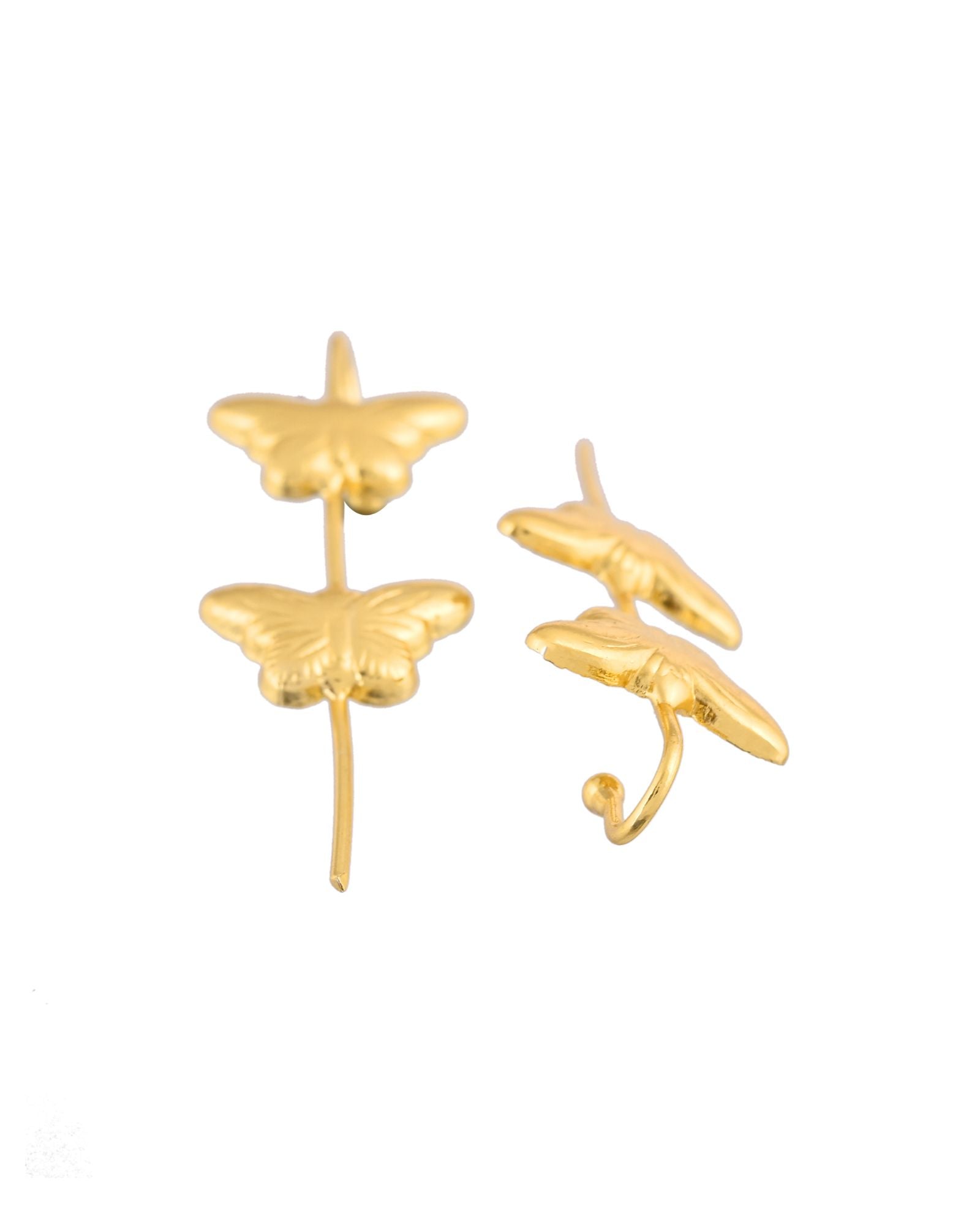 Jewels Nest Gold-Tone Butterfly Motif Linear Drop Earrings For Women | Minimal Elegant Jewellery | Grab2Buy