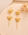 Jewels Nest Gold-Tone Butterfly Motif Linear Drop Earrings For Women | Minimal Elegant Jewellery | Grab2Buy