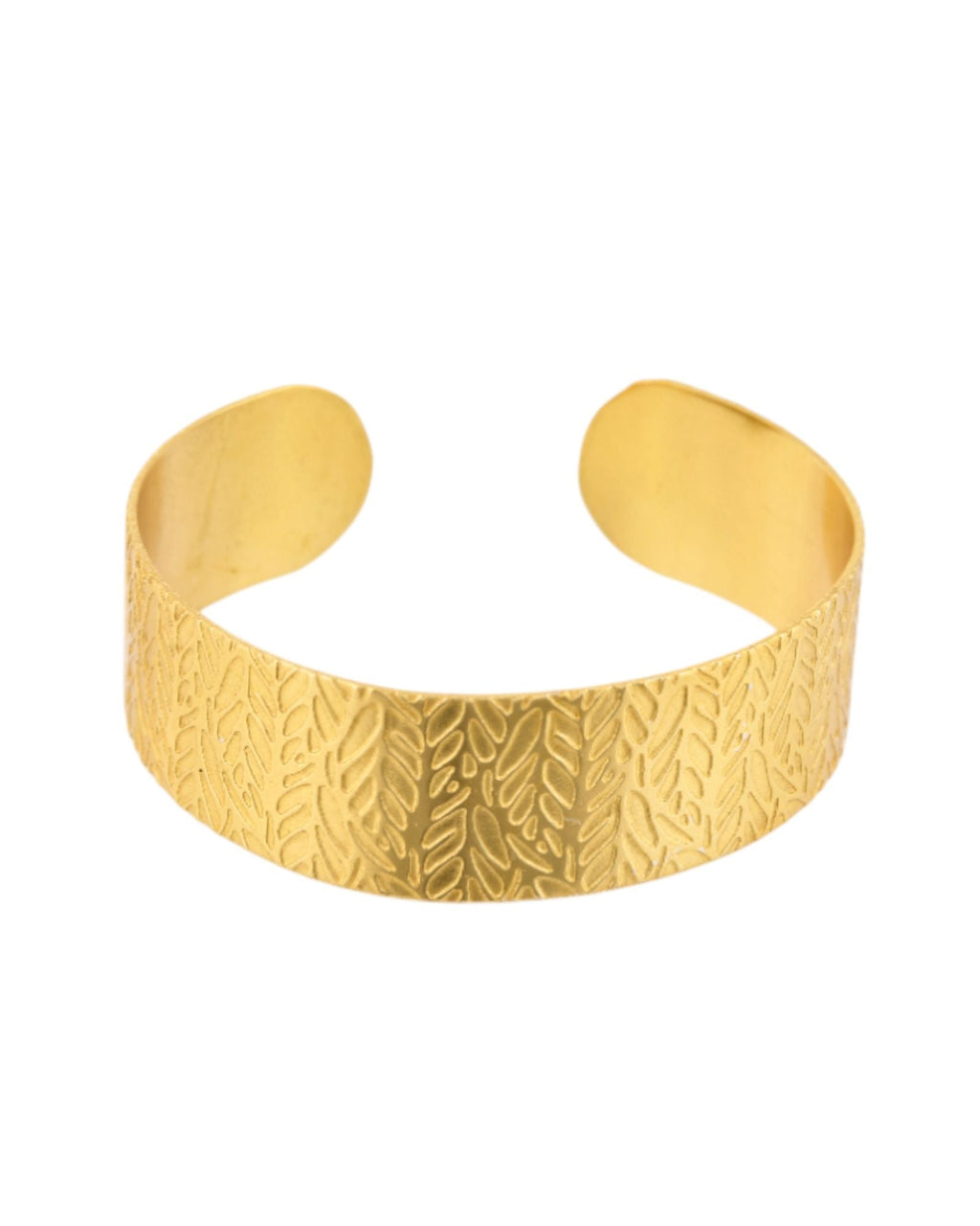 Jewels Nest Gold-Tone Anti- Tarnish Leaf Textured Wide Cuff Bangle For Women | Grab2Buy