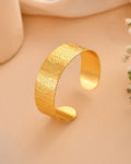 Jewels Nest Gold-Tone Anti- Tarnish Leaf Textured Wide Cuff Bangle For Women | Grab2Buy