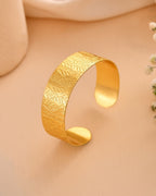 Jewels Nest Gold-Tone Anti- Tarnish Leaf Textured Wide Cuff Bangle For Women | Grab2Buy