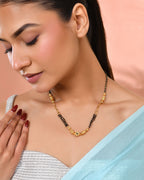 Jewels Nest Gold-Plated Black Beads Mangalsutra With Geometric Filigree Accent | Grab2Buy