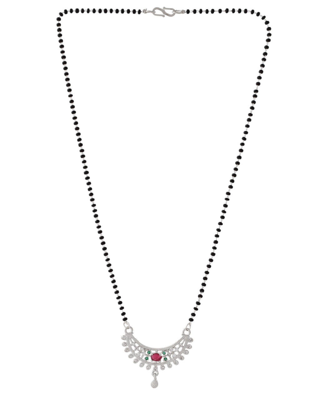 Jewels Nest Elegant Silver-Plated Mangal Sutra with Floral Crystal Pendant | Grab2Buy