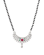Jewels Nest Elegant Silver-Plated Mangal Sutra with Floral Crystal Pendant | Grab2Buy