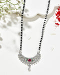 Jewels Nest Elegant Silver-Plated Mangal Sutra with Floral Crystal Pendant | Grab2Buy