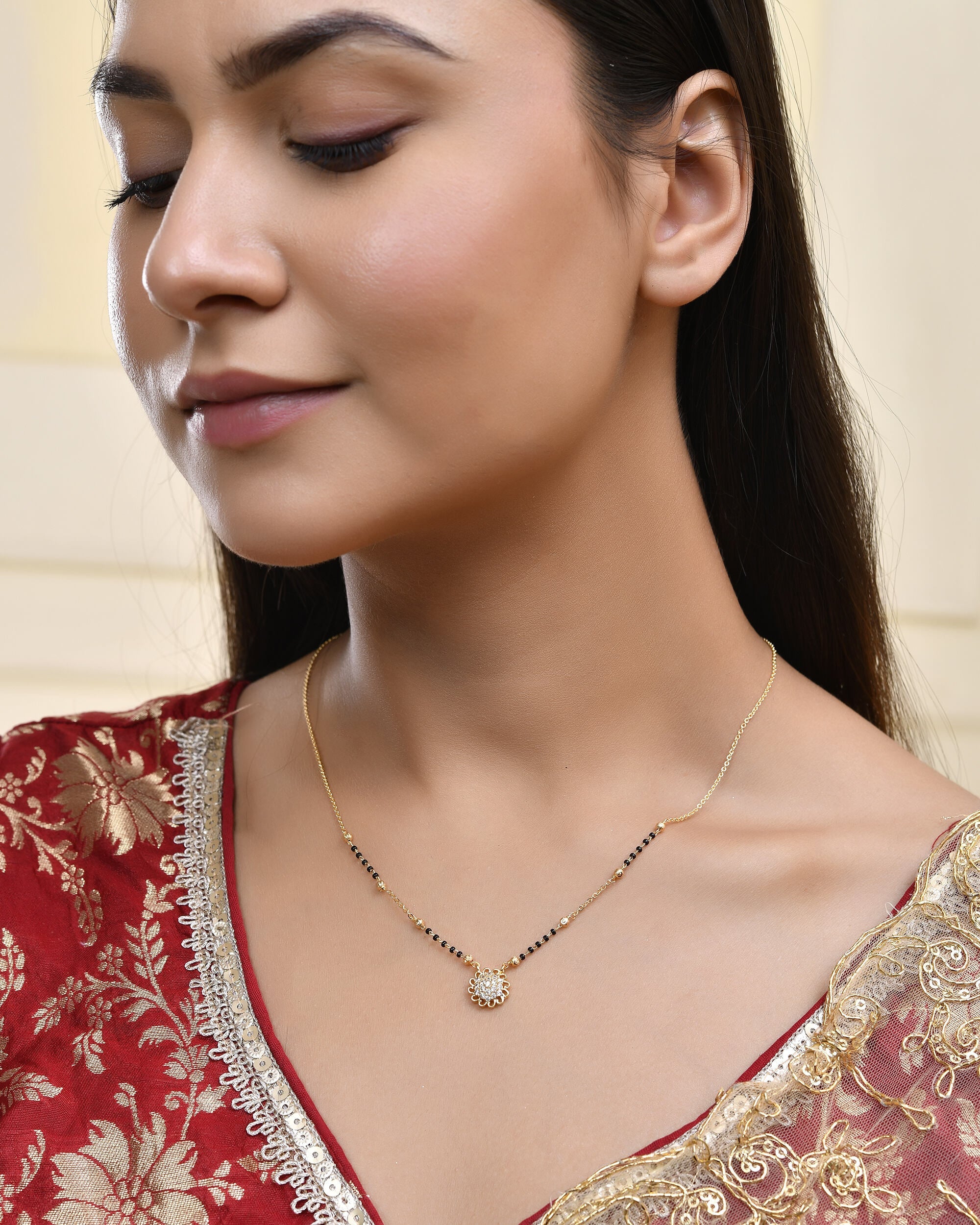 Jewels Nest Floral Bloom Gold-Polished Mangal Sutra | Grab2Buy