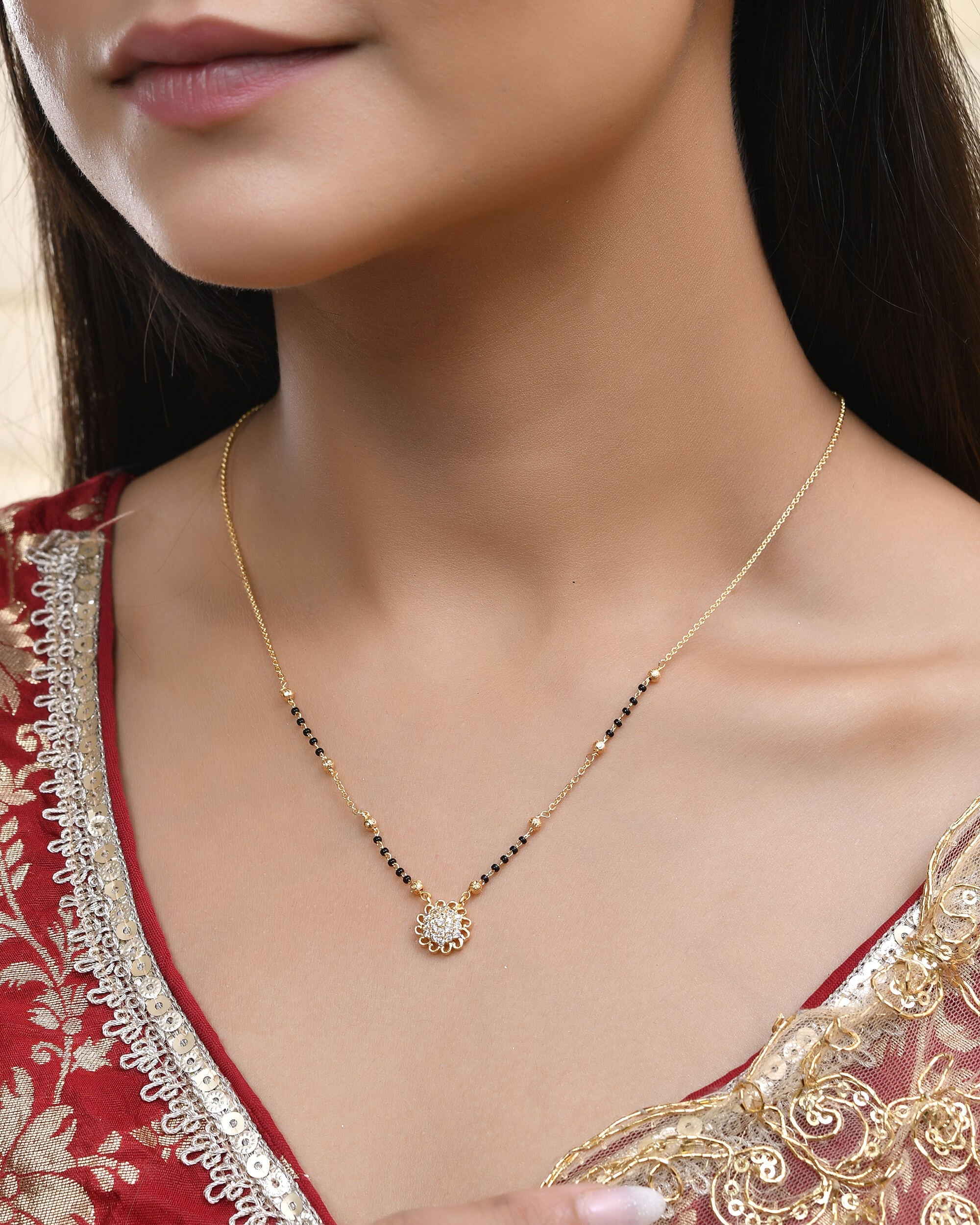 Jewels Nest Floral Bloom Gold-Polished Mangal Sutra | Grab2Buy