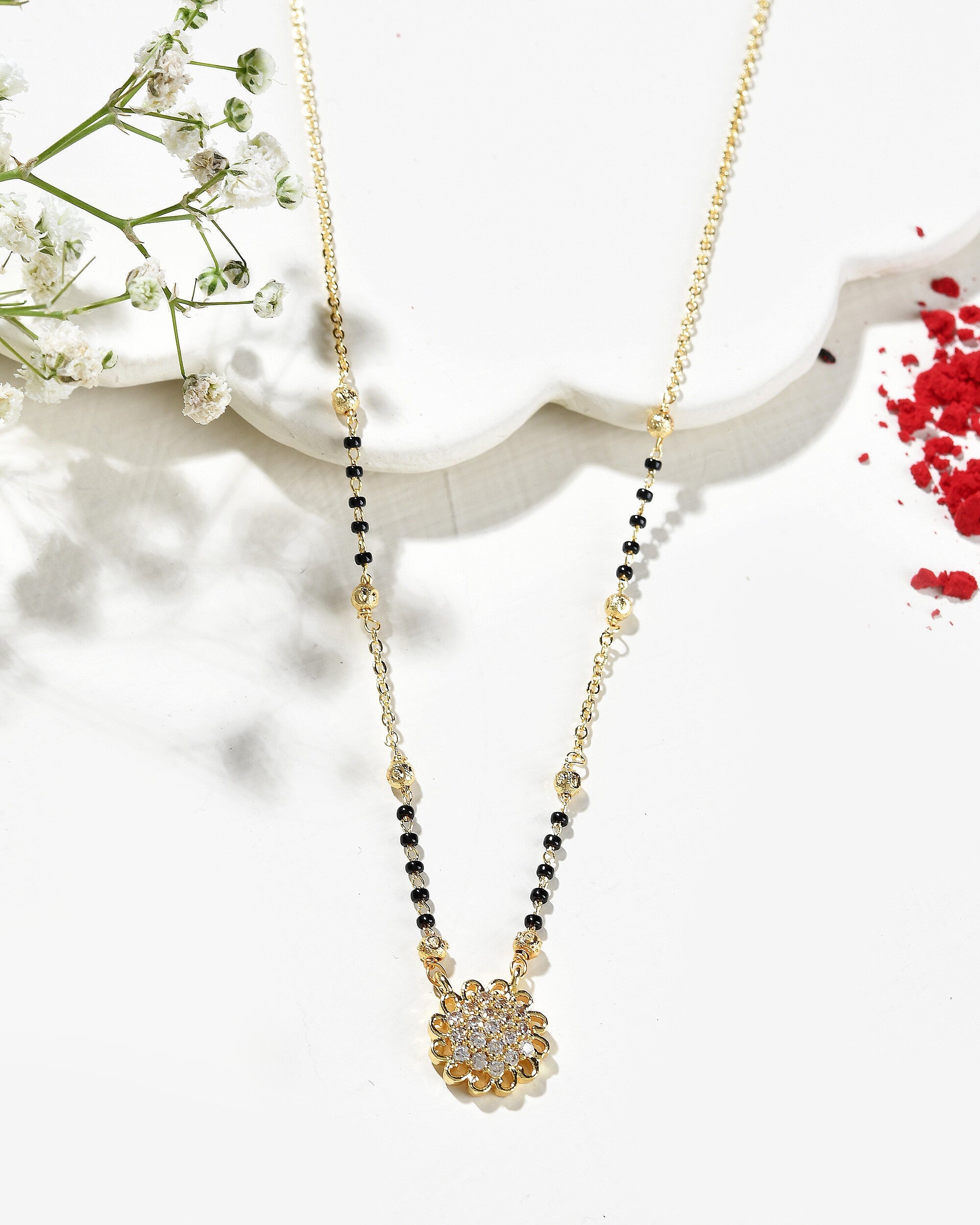 Jewels Nest Floral Bloom Gold-Polished Mangal Sutra | Grab2Buy
