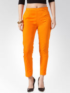 Jompers Women Orange Smart Slim Fit Solid Regular Trousers | Grab2Buy