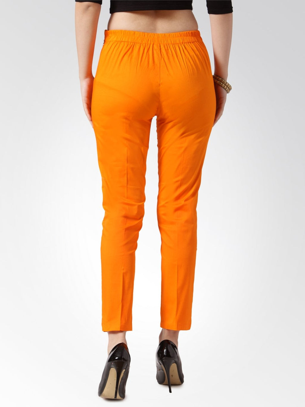 Jompers Women Orange Smart Slim Fit Solid Regular Trousers | Grab2Buy