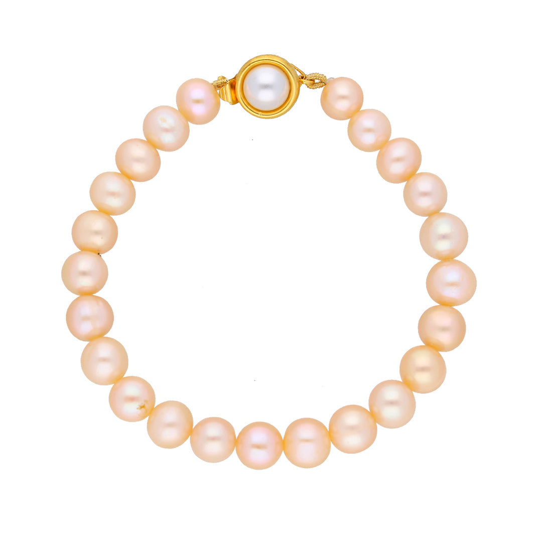 J Pearls Single Line Pink Pearl Bracelet - Real Pearl Jewelry | Grab2Buy