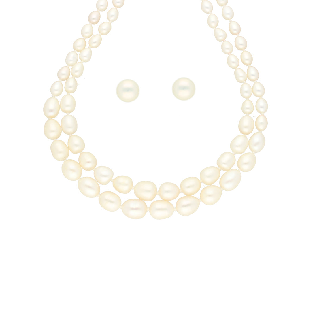 J Pearls 2 Lines Oval Pearl Necklace - Real Pearl Jewelry | Grab2Buy