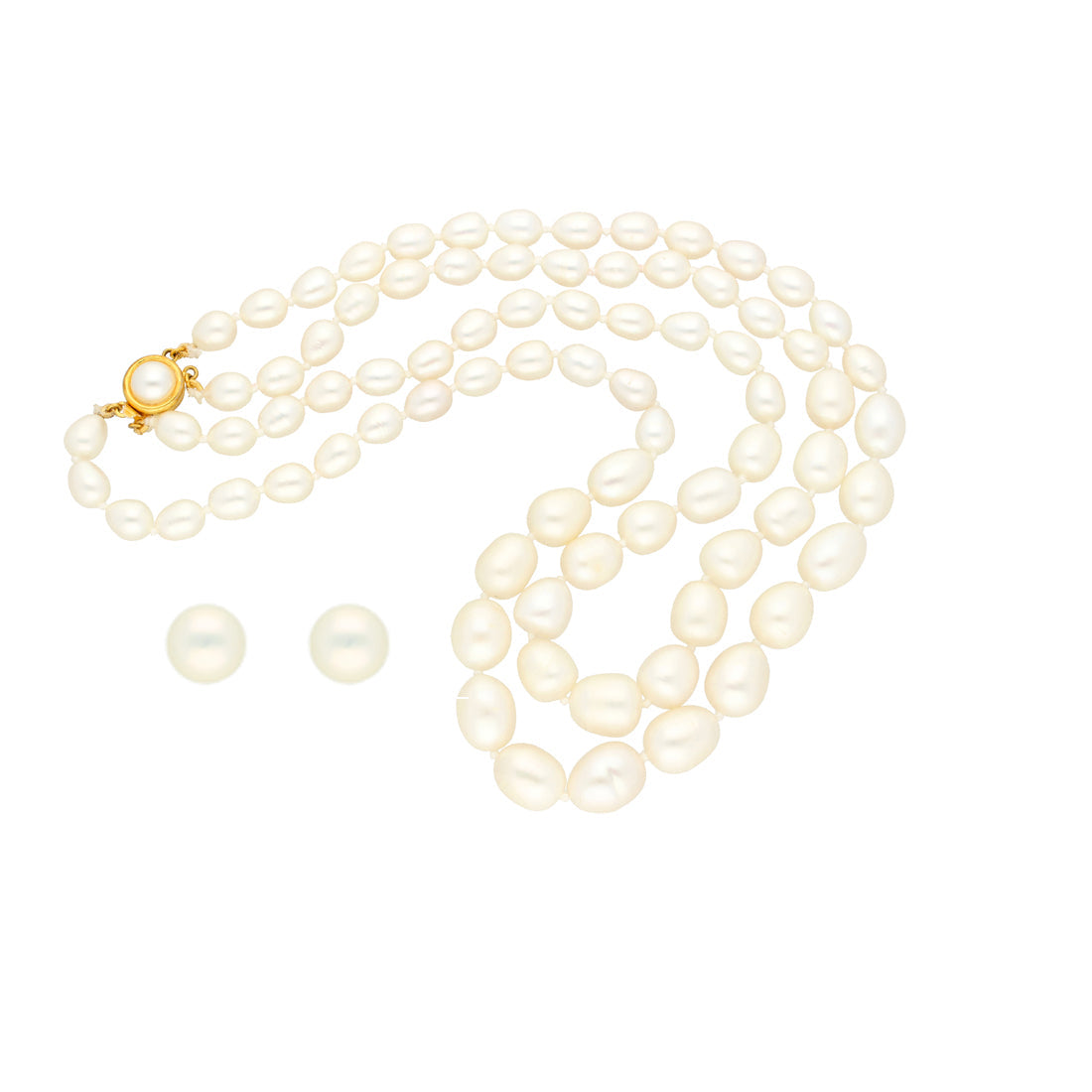 J Pearls 2 Lines Oval Pearl Necklace - Real Pearl Jewelry | Grab2Buy