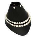 J Pearls 2 Lines Oval Pearl Necklace - Real Pearl Jewelry | Grab2Buy