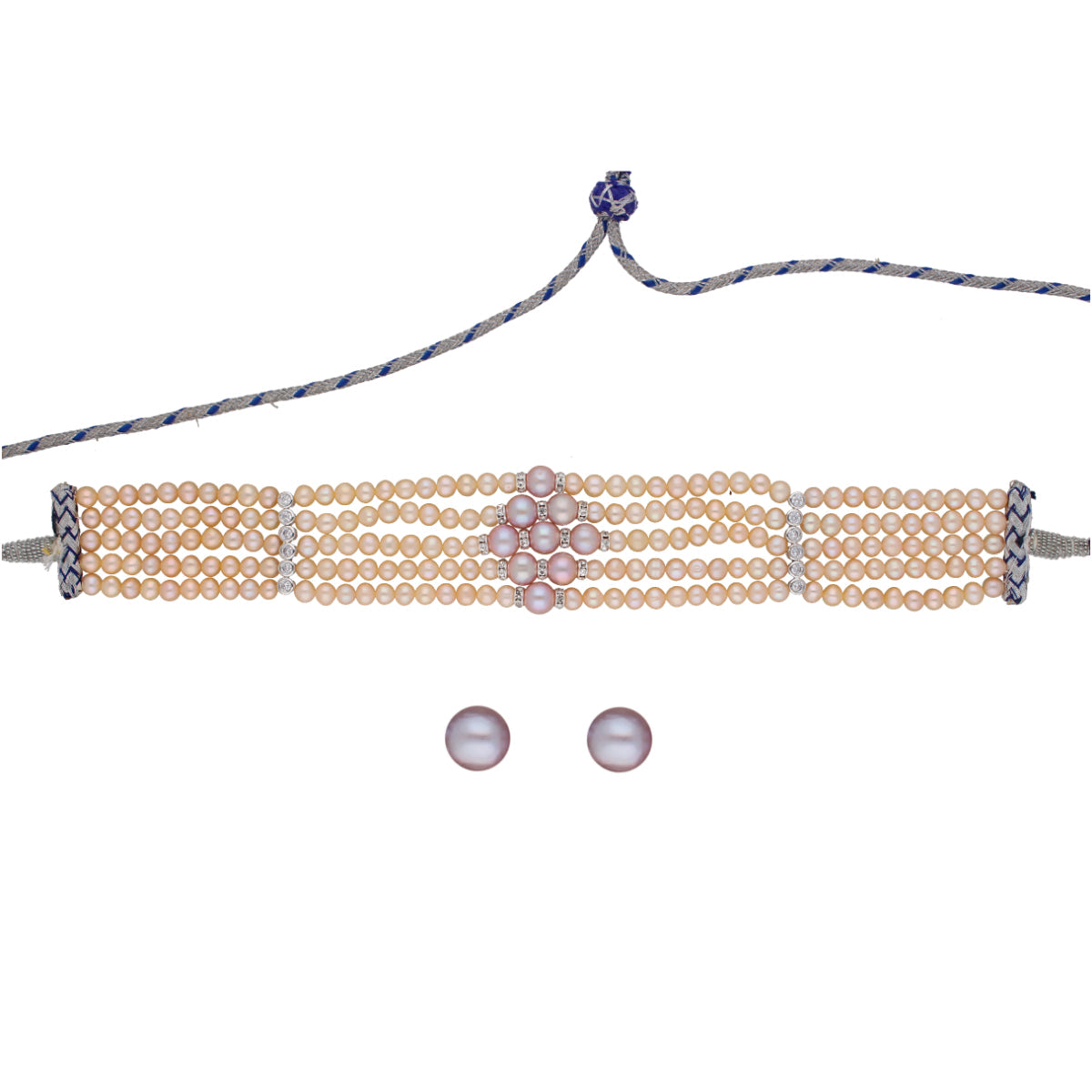 J Pearls Jaahnavi 5 Lines Round Pearl Choker - Real Pearl Jewelry | Grab2Buy