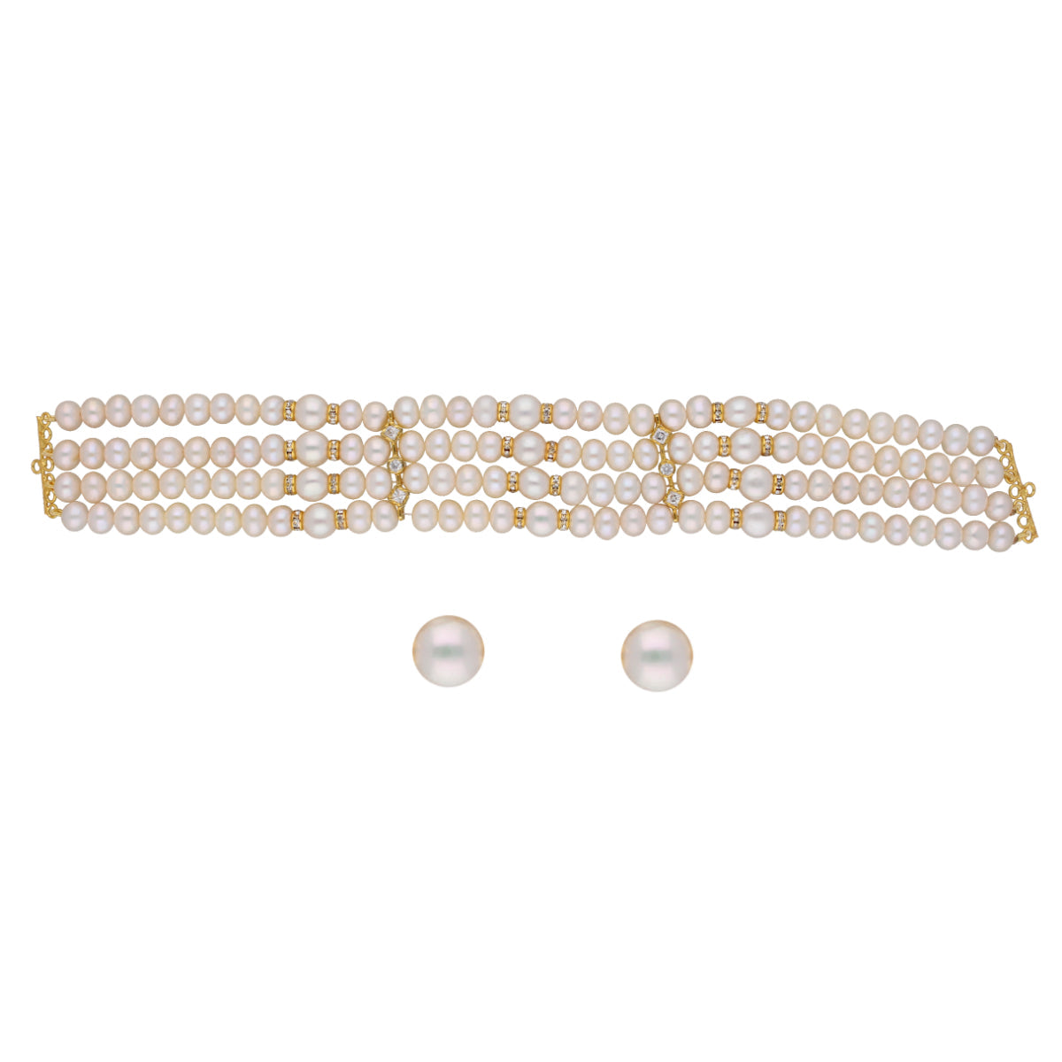 J Pearls Warda 4 Lines Round Pearl Choker - Real Pearl Jewelry | Grab2Buy