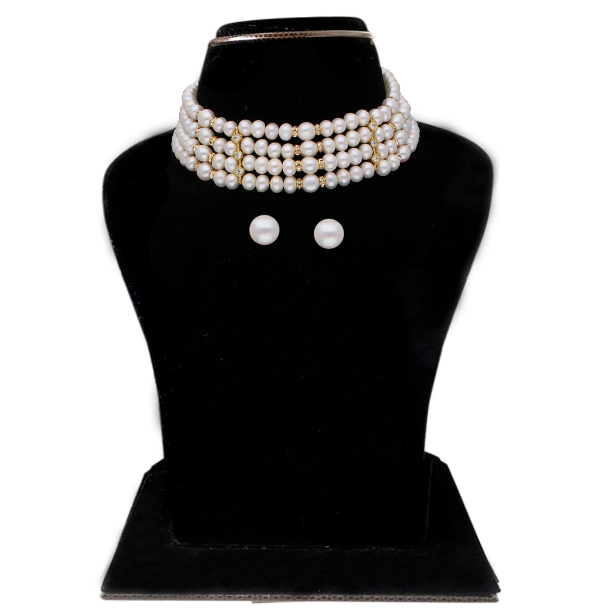 J Pearls Warda 4 Lines Round Pearl Choker - Real Pearl Jewelry | Grab2Buy