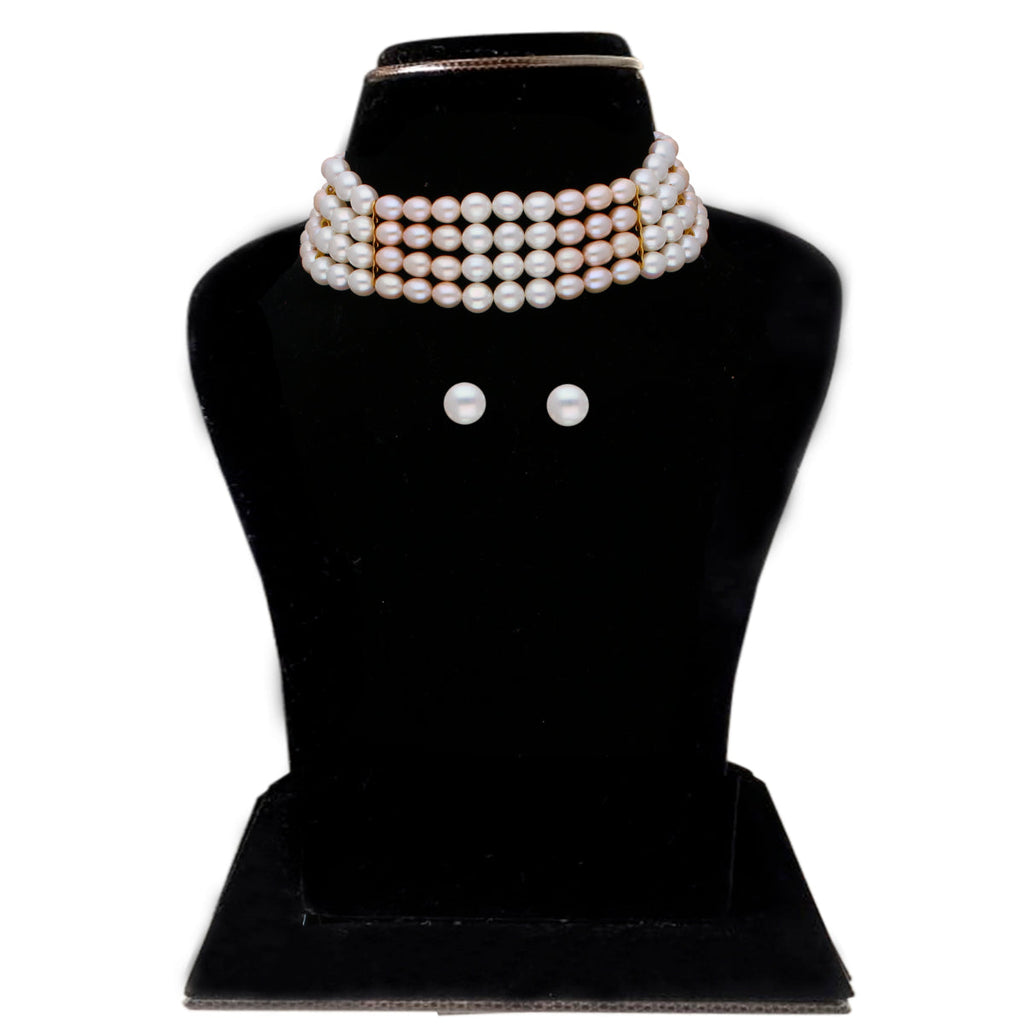 J Pearls Jabala 4 Lines Pearl Choker - Real Pearl Jewelry | Grab2Buy