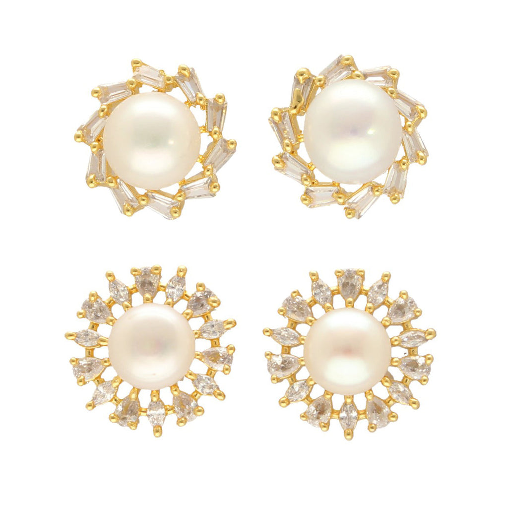 J Pearls Caralin Pearl Earrings Pack 2 | Grab2Buy