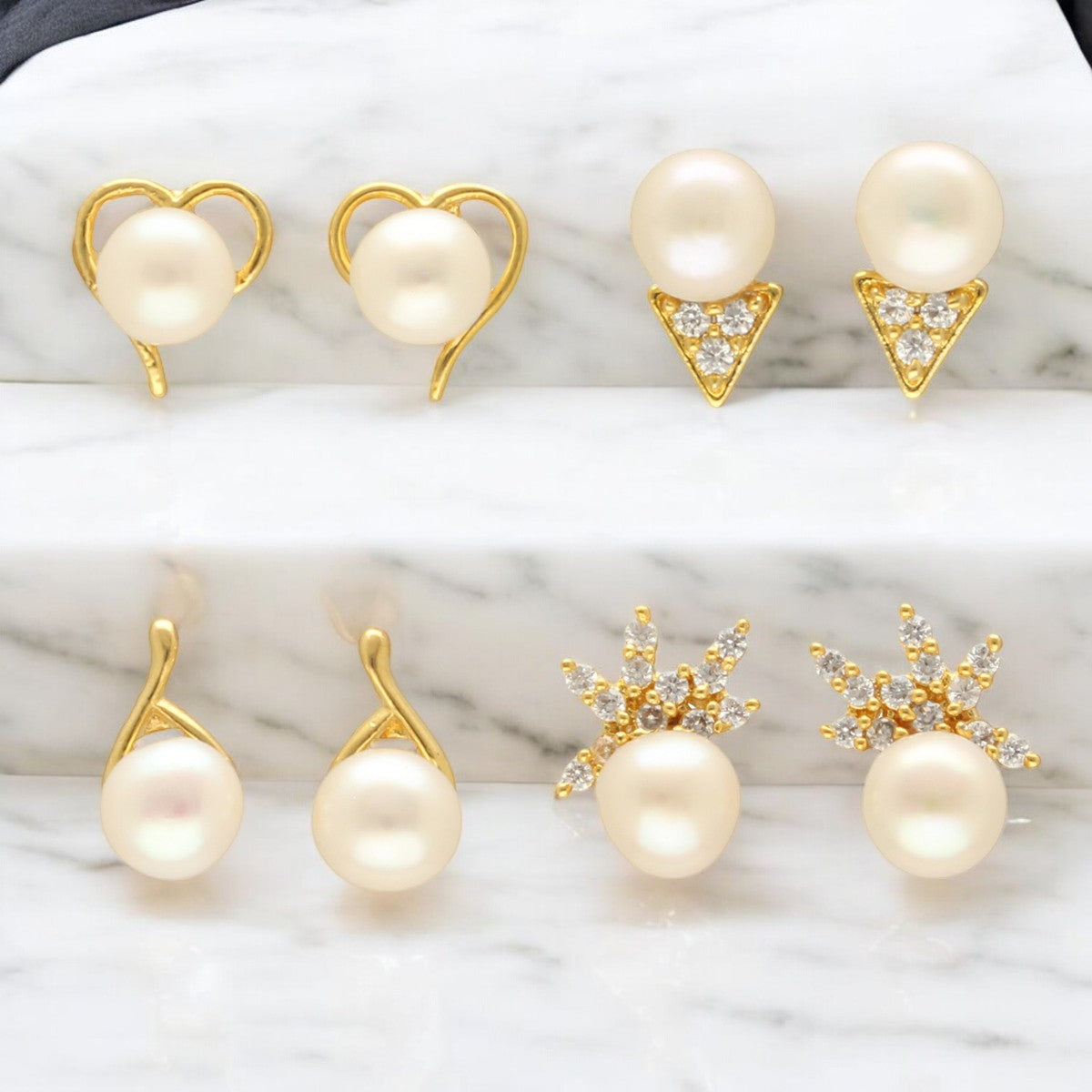 J Pearls Zuri Pearl Earrings Pack 4 | Grab2Buy