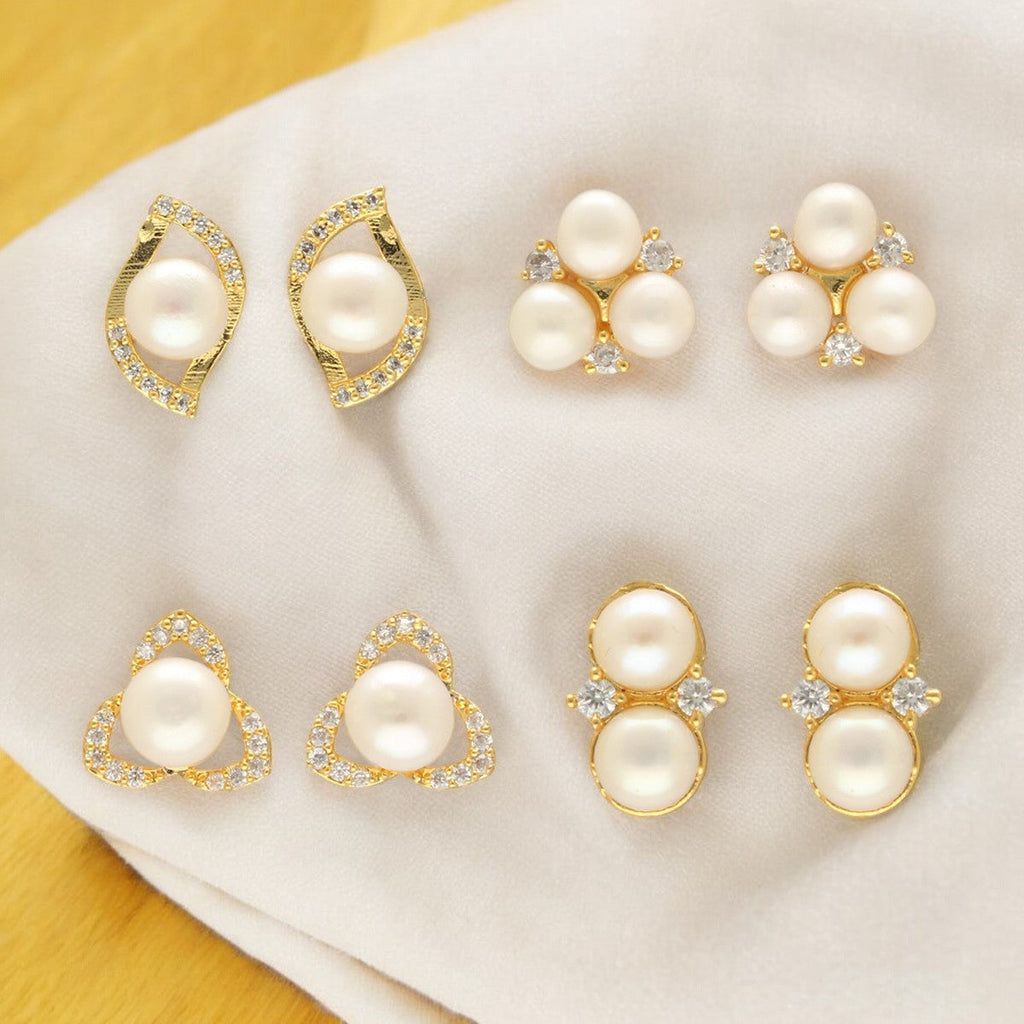 J Pearls Tanay Pearl Earrings Pack 4 | Grab2Buy