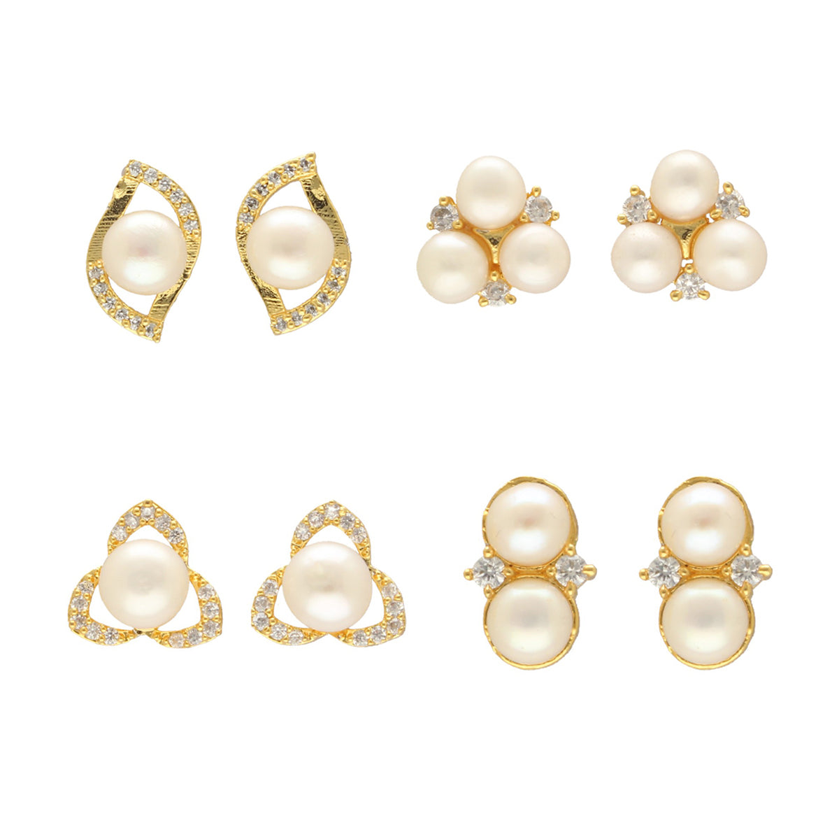 J Pearls Tanay Pearl Earrings Pack 4 | Grab2Buy
