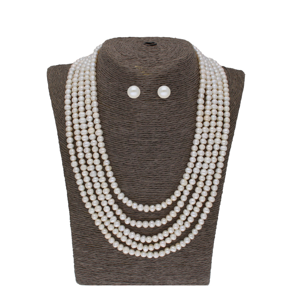 J Pearls Zara 5 Lines Pearl Necklaces - Real Pearl Jewelry | Grab2Buy