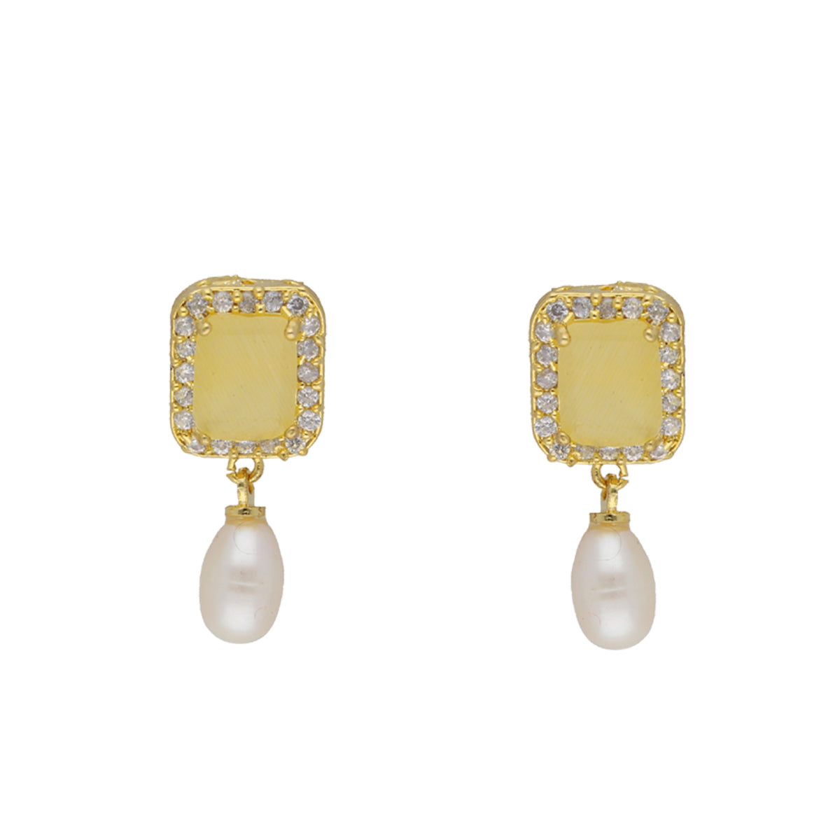 J Pearls Daksina 1 Line Square Pearl Set - Real Pearl Jewelry | Grab2Buy