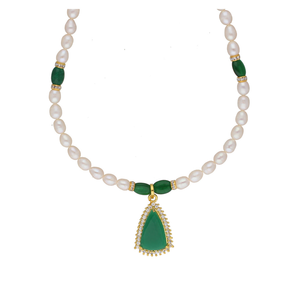 J Pearls Saanvi 1 Line Oval Pearl Set - Real Pearl Jewelry | Grab2Buy