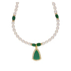 J Pearls Saanvi 1 Line Oval Pearl Set - Real Pearl Jewelry | Grab2Buy