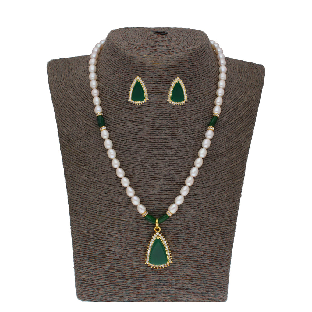 J Pearls Saanvi 1 Line Oval Pearl Set - Real Pearl Jewelry | Grab2Buy